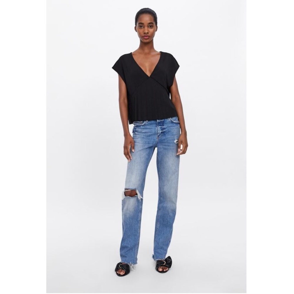 ZARA pleated ribbed top